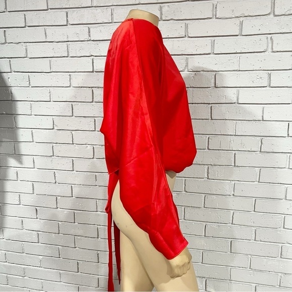 Asos Women’s Red Tie Wrap Front Top and Wide Leg Pants Set - Picture 8 of 14